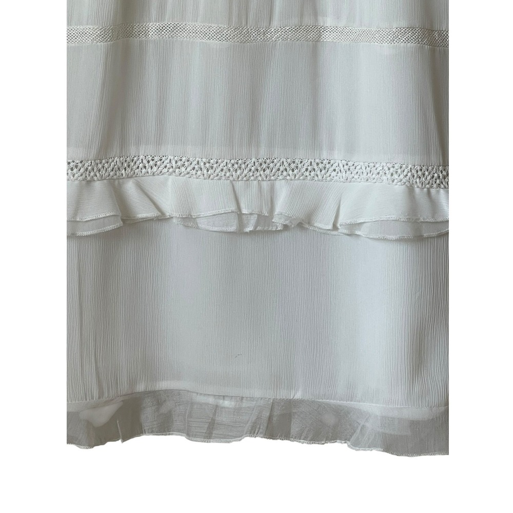 Unbranded Women White Crochet Lace Tiered Ruffle Blouse Medium Boho Sheer Top - Picture 6 of 15